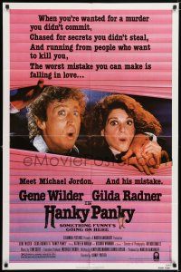 6f391 HANKY PANKY 1sh '82 Sidney Poitier directed, wacky image of Gene Wilder & Gilda Radner!