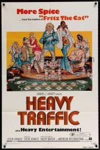 6f407 HEAVY TRAFFIC 1sh '73 Ralph Bakshi adult cartoon, great gambling artwork!