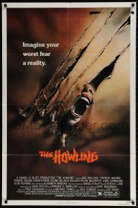 6f439 HOWLING 1sh '81 Joe Dante, cool image of screaming female attacked by werewolf!