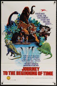 6f485 JOURNEY TO THE BEGINNING OF TIME 1sh R69 4 boys live their dream of fighting dinosaurs!