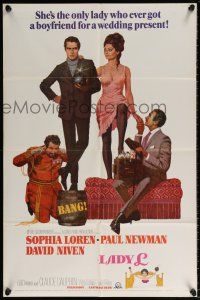 6f508 LADY L style B 1sh '66 art of sexy Sophia Loren, Paul Newman & David Niven!