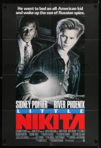 6f532 LITTLE NIKITA 1sh '88 art of Sidney Poitier & River Phoenix, Cold War thriller!