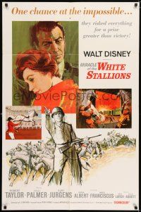 6f588 MIRACLE OF THE WHITE STALLIONS 1sh '63 Walt Disney, Lipizzaner stallions & soldiers art!