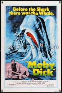 6f592 MOBY DICK 1sh R76 John Huston, great Gustav Rehberger art of Gregory Peck & the giant whale