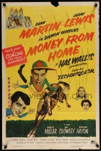 6f595 MONEY FROM HOME 3D 1sh '54 3-D Dean Martin & horse jockey Jerry Lewis!