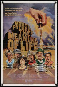 6f600 MONTY PYTHON'S THE MEANING OF LIFE 1sh '83 wacky artwork of the screwy Monty Python cast!