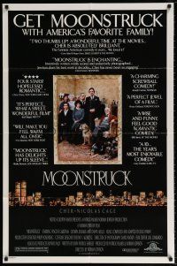 6f603 MOONSTRUCK style C 1sh '87 Nicholas Cage, Olympia Dukakis, Cher, great cast portrait!