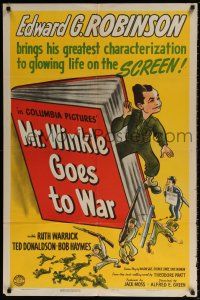 6f610 MR. WINKLE GOES TO WAR style A 1sh '44 Edward G. Robinson jumping from Theodore Pratt novel!