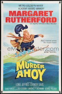 6f612 MURDER AHOY 1sh '64 art of Margaret Rutherford as Agatha Christie's Miss Marple by Tom Jung!