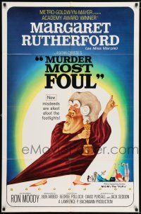 6f614 MURDER MOST FOUL 1sh '64 art of Margaret Rutherford, written by Agatha Christie by Tom Jung!