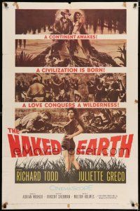 6f618 NAKED EARTH 1sh '58 sexy Juliette Greco, out of darkest Africa comes mighty adventure!