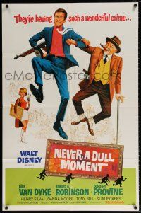 6f624 NEVER A DULL MOMENT style A 1sh '68 Disney, art of wacky Dick Van Dyke, Edward G. Robinson!