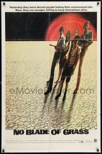 6f633 NO BLADE OF GRASS style B 1sh '71 directed by Cornel Wilde, virus of doom envelops the Earth!