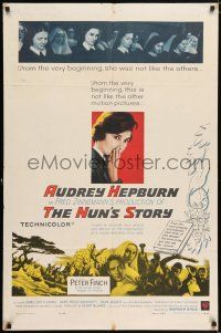 6f639 NUN'S STORY 1sh '59 religious missionary Audrey Hepburn was not like the others, Peter Finch