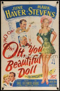 6f641 OH YOU BEAUTIFUL DOLL 1sh '49 wonderful super sexy artwork of June Haver!