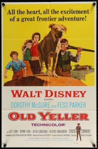 6f642 OLD YELLER 1sh R74 Dorothy McGuire, Fess Parker, great art of Walt Disney's classic canine!