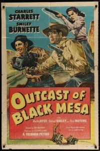 6f653 OUTCAST OF BLACK MESA 1sh '50 western art of Charles Starrett, Smiley Burnette, Martha Hyer!