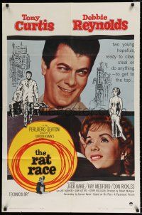 6f708 RAT RACE 1sh '60 Debbie Reynolds & Tony Curtis will do anything to get to the top!