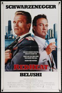 6f717 RED HEAT 1sh '88 great image of cops Arnold Schwarzenegger & James Belushi!
