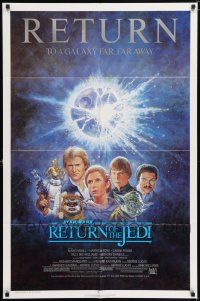 6f725 RETURN OF THE JEDI 1sh R85 George Lucas classic, montage art by Tom Jung!