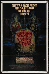 6f727 RETURN OF THE LIVING DEAD 1sh '85 artwork of wacky punk rock zombies by tombstone!