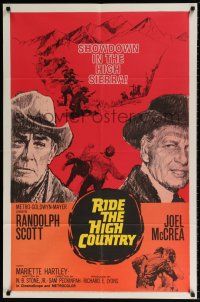 6f734 RIDE THE HIGH COUNTRY 1sh '62 Randolph Scott & Joel McCrea have a showdown in the High Sierra