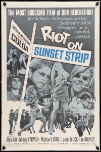 6f736 RIOT ON SUNSET STRIP 1sh '67 hippies with too-tight capris, crazy pot-partygoers!