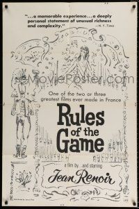 6f750 RULES OF THE GAME 1sh R60s Jean Renoir's classic Le regle du jeu, Nora Gregor, Dubost