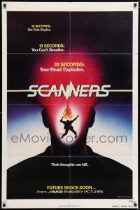6f760 SCANNERS advance teaser 1sh '81 David Cronenberg, in 20 seconds your head explodes!