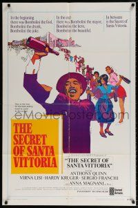 6f768 SECRET OF SANTA VITTORIA int'l 1sh '69 Anthony Quinn, Virna Lisi, cool Bob Peak artwork!