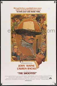 6f789 SHOOTIST 1sh '76 best Richard Amsel artwork of cowboy John Wayne & cast, Don Siegel!