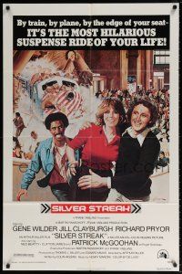 6f793 SILVER STREAK style A 1sh '76 art of Gene Wilder, Richard Pryor & Jill Clayburgh by Gross!
