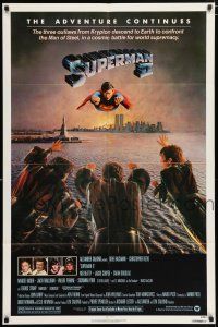 6f842 SUPERMAN II 1sh '81 Christopher Reeve, Terence Stamp, cool flying over New York City image!