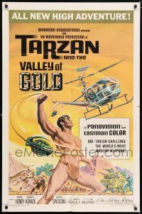 6f852 TARZAN & THE VALLEY OF GOLD 1sh '66 art of Henry tossing grenades at baddies by Reynold Brown!