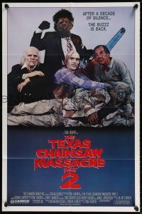 6f865 TEXAS CHAINSAW MASSACRE PART 2 1sh '86 Tobe Hooper horror sequel, cool family portrait!