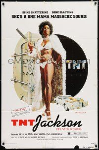 6f898 TNT JACKSON 1sh '74 John Solie art of Jeanne Bell, sexy black hit woman!