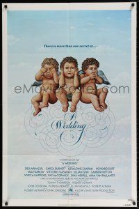 6f964 WEDDING 1sh '78 Robert Altman, artwork of cute cherubs by R. Hess!