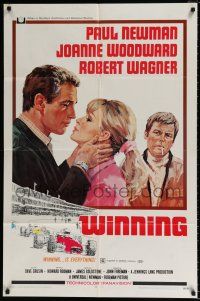 6f984 WINNING 1sh '69 Paul Newman, Joanne Woodward, Indy car racing, art by Howard Terpning!