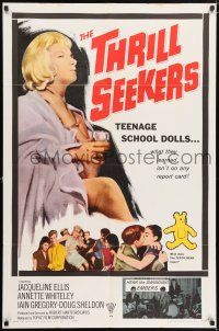 6f991 YELLOW TEDDYBEARS 1sh '64 Thrill Seekers, teen doll, what they learned isn't on report card