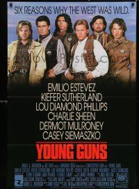 6f992 YOUNG GUNS 1sh '88 Emilio Estevez, Charlie Sheen, Kiefer Sutherland, Lou Diamond Phillips