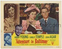 6g039 ADVENTURE IN BALTIMORE LC #4 '49 close up of John Agar & Shirley Temple sitting in church!