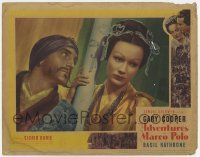 6g043 ADVENTURES OF MARCO POLO LC '37 c/u of Basil Rathbone in turban & mustache w/ Sigrid Gurie!