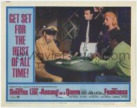 6g074 ASSAULT ON A QUEEN LC #8 '66 sexy Virna Lisi watches Frank Sinatra playing cards at table!