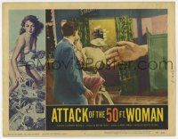 6g077 ATTACK OF THE 50 FT WOMAN LC #7 '58 wacky fx image of giant hand attacking through doorway!