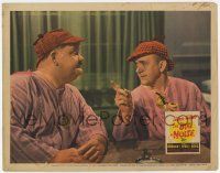 6g096 BIG NOISE LC '44 great close up of detectives Stan Laurel & Oliver Hardy w/hats & pipe!
