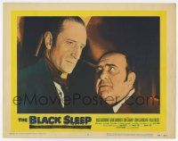 6g105 BLACK SLEEP LC #6 '56 c/u of Basil Rathbone & Akim Tamiroff, terror-drug wakes the dead!