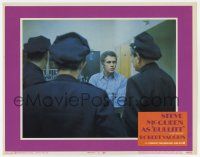 6g133 BULLITT LC #5 '69 close up of Steve McQueen talking to three cops, Peter Yates crime classic