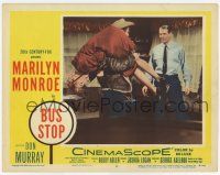 6g135 BUS STOP LC #6 '56 c/u of Don Murray carrying sexy Marilyn Monroe over his shoulder!