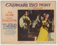6g144 CASANOVA'S BIG NIGHT LC #5 '54 Bob Hope watches Basil Rathbone kiss unwilling Joan Fontaine!