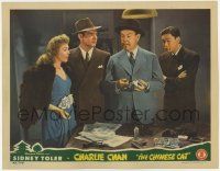 6g152 CHINESE CAT LC '44 Benson Fong & others watch Sidney Toler as Charlie Chan w/ murder weapon!
